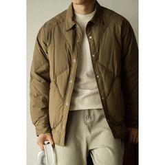 Shirt Collar Down Jacket Men's New Winter Rhombus Tooling