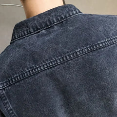 Men's Black Denim Jacket - Autumn