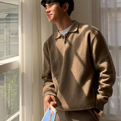 Lapel Polo Sweater Men's Loose Sweater