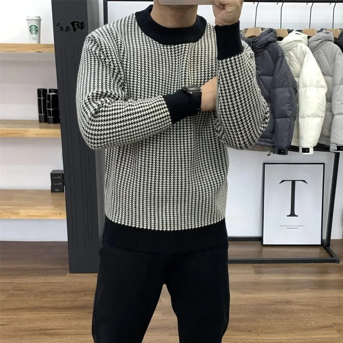 Men's Plaid Knitted Sweater