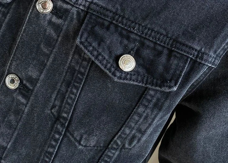 Men's Black Denim Jacket - Autumn