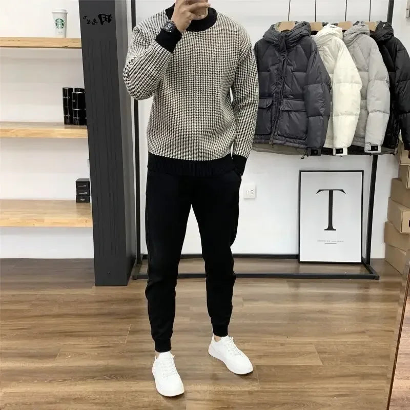 Men's Plaid Knitted Sweater