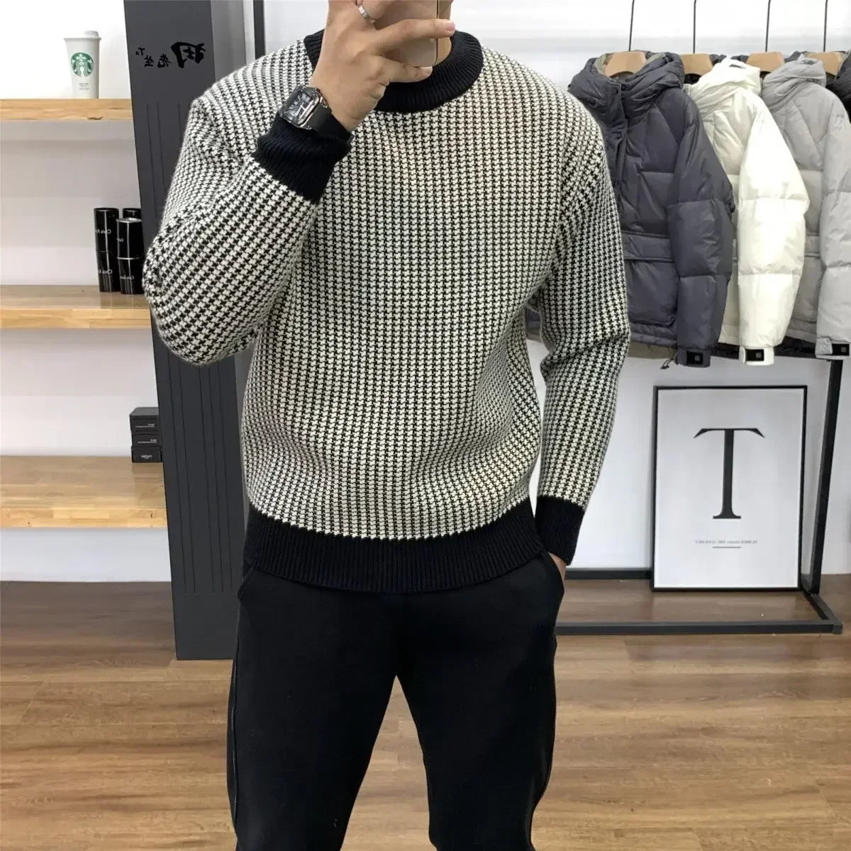 Men's Plaid Knitted Sweater