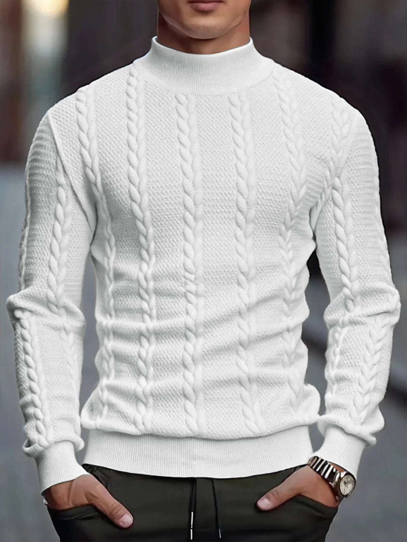 Men's High Collar Knitted Sweater