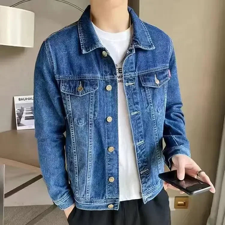 Men's Black Denim Jacket - Autumn