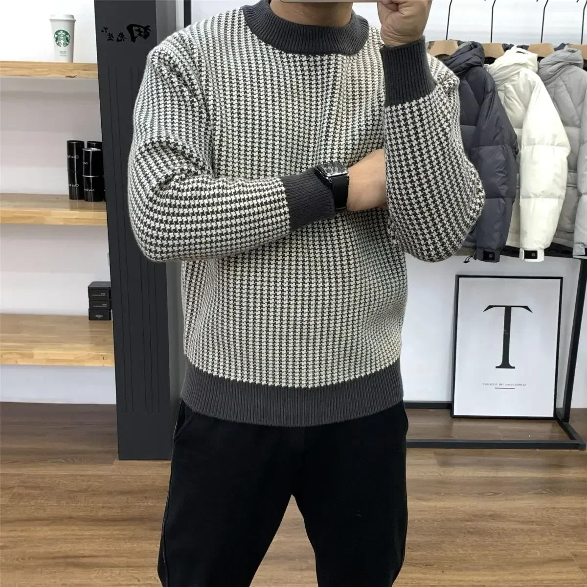 Men's Plaid Knitted Sweater