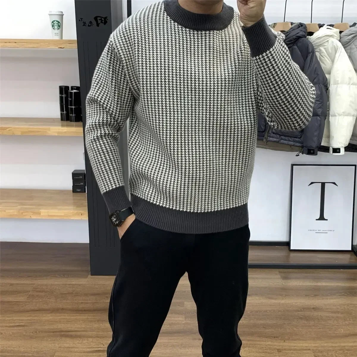 Men's Plaid Knitted Sweater